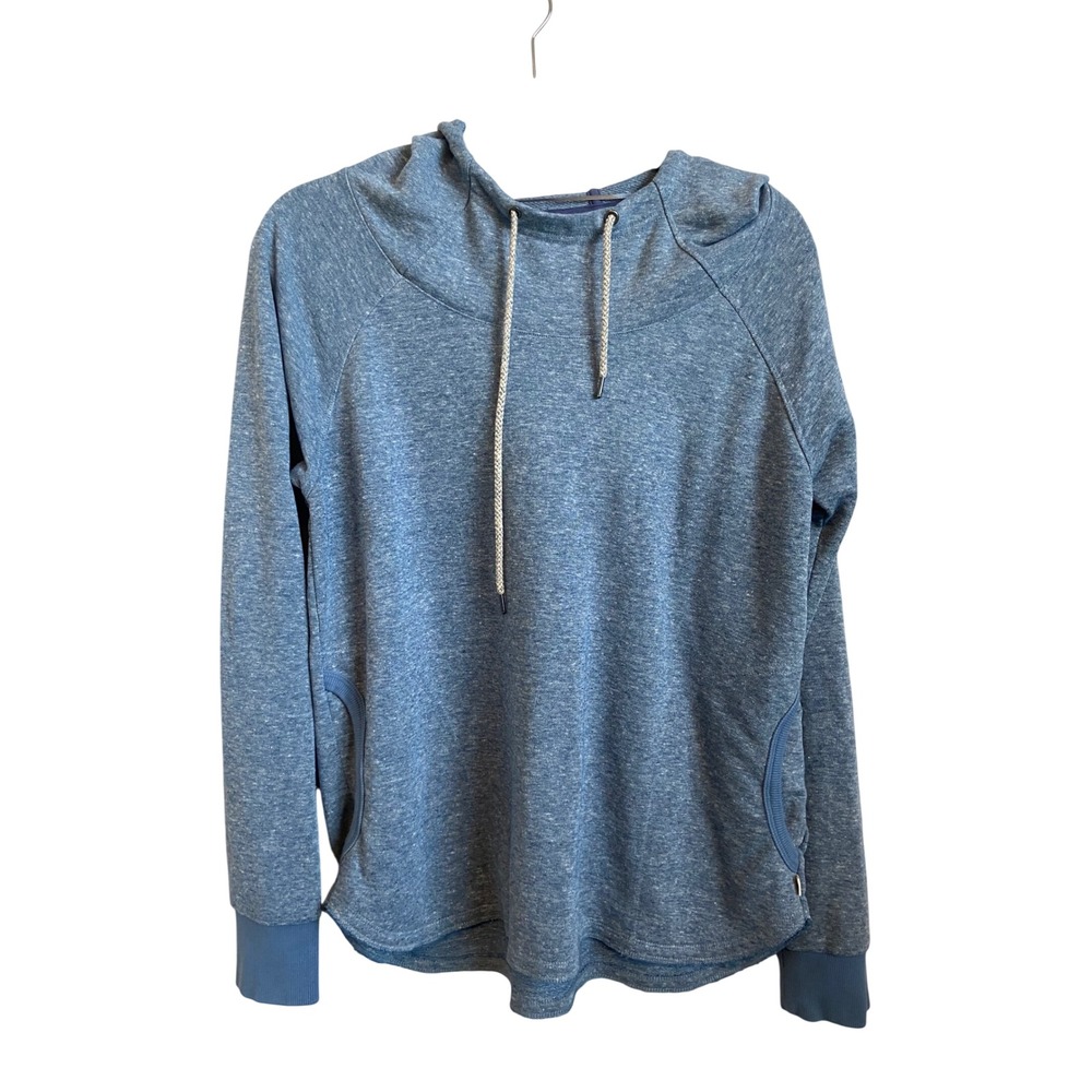 Toad&Co Couvert Hemp Hoodie Blue Heather Cowl Neck Pullover Large